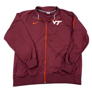 Virginia Tech Hokies Jacket Men Large Nike Dri Fit Track Suit Warm Up Maroon *